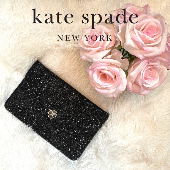 kate spade Handbags - Kate Spade New York Odette Black Glitter Hand Held Clutch